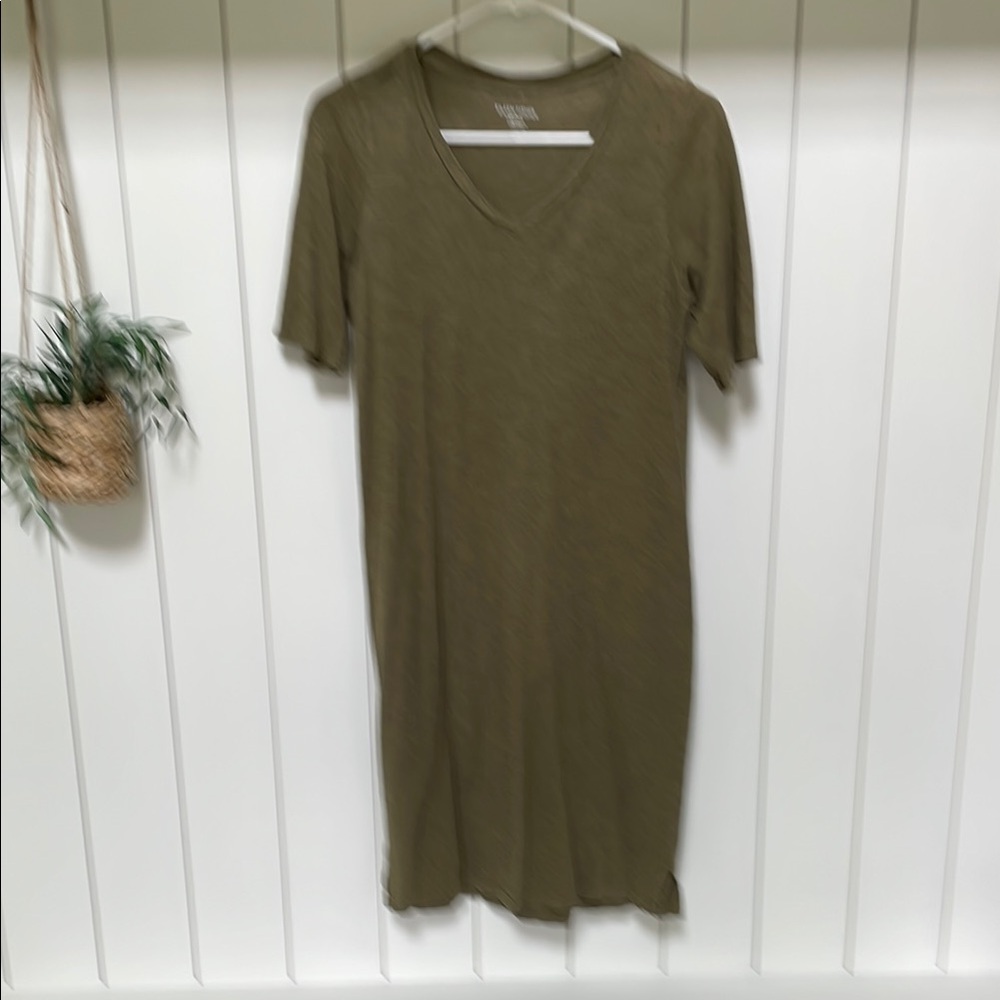 Eileen Fisher Olive Green Short Sleeve Dress